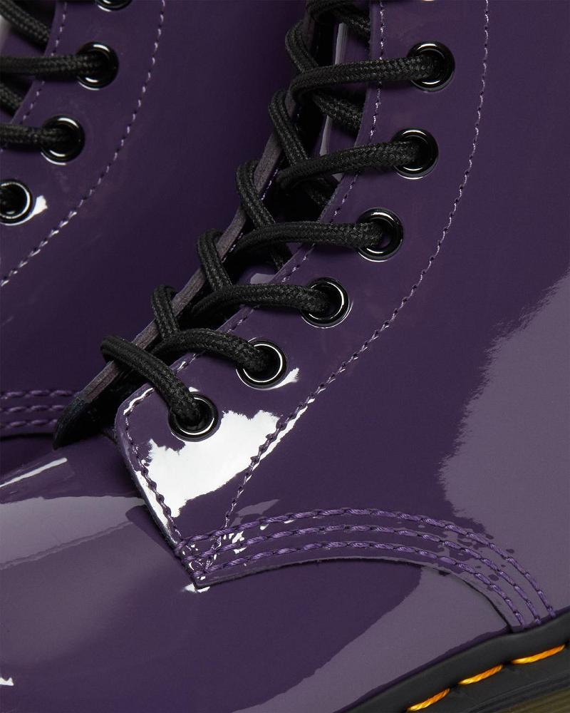 Women's Dr Martens 1460 Patent Leather Lace Up Boots Purple | AU 196NWY